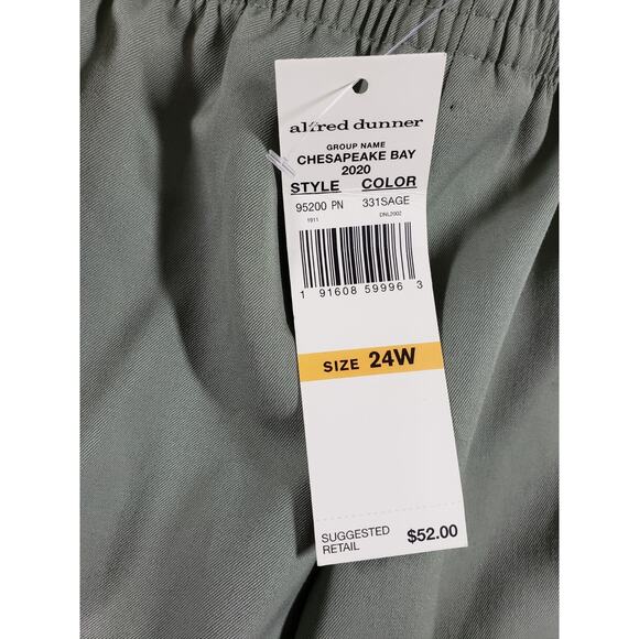 Alfred Dunner Dress Pants Size 24 W Womens Green Pull On Stretch Ladies NWT - Picture 10 of 12